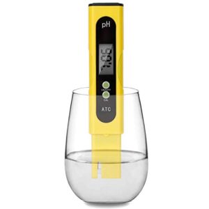 digital ph meter, ph meter 0.01 ph high accuracy water quality tester with 0-14 ph measurement range for household drinking, pool and aquarium water ph tester design with atc (2020-yellow)