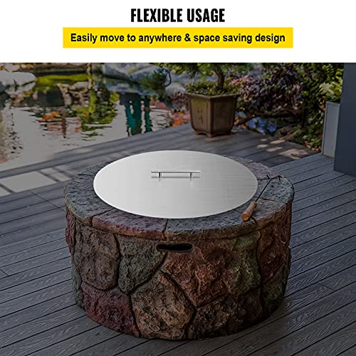 VBENLEM Fire Pit Lid Round 20 Inch Fire Pit Ring Lid 1.5 mm Thick 304 Stainless Steel Fire Pit Burner Cover for Round Patio Fire Pit