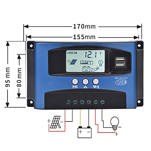Solar Charge Controller, 12V / 24V 30-100A MPPT Solar Panel Regulator, Auto Focus Tracking, Three Phase Charge Management, Two-Way MoS Anti-Reflux Tube(40A)