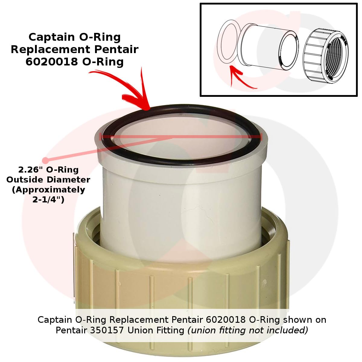 Captain O-Ring 6020018/350099 ORings Compatible with Pentair 350157/351157 Superflo Union Fitting & Sta-Rite SuperMax Adapter (3 Pack)