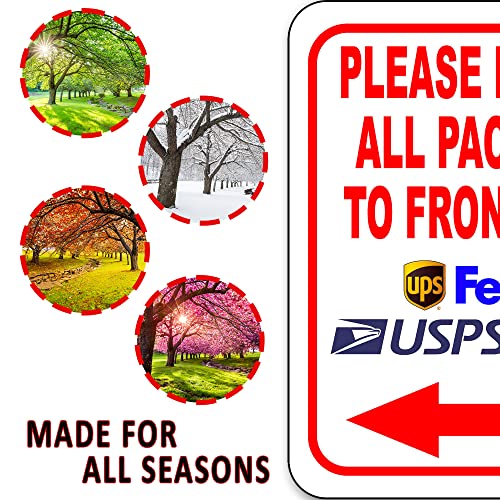 Please Deliver All Packages to Front Door Left Arrow Delivery Sign for Delivery Driver - Delivery Instructions for My Packages from Amazon, FedEx, USPS, UPS, Indoor Outdoor Signs for Home - 8.5"x10"