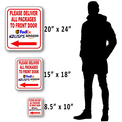 Please Deliver All Packages to Front Door Left Arrow Delivery Sign for Delivery Driver - Delivery Instructions for My Packages from Amazon, FedEx, USPS, UPS, Indoor Outdoor Signs for Home - 8.5"x10"