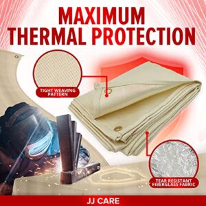 JJ CARE Welding Blanket - 1 Pack 6ft x 8ft Welding Mat - 850GSM Fiberglass Welding Blanket with Brass Grommets, Welders Blanket for Grill, Smoker Welding Blanket Heavy Duty, Welding Tarp & Shield