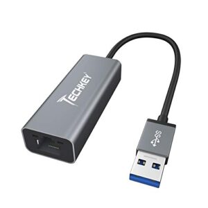 ethernet adapter usb 3.0 to network, techkey usb to rj45 gigabit lan/windows xp/for mac os x /10.9-11.1, 10/100/1000 mbps ethernet supports nintendo switch/macbook/chromebook