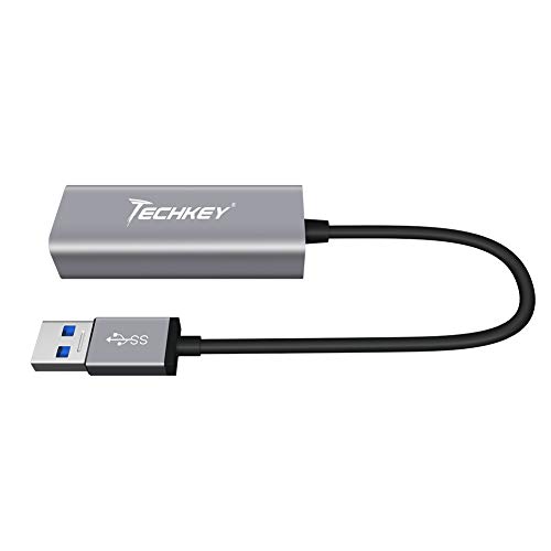 Ethernet Adapter USB 3.0 to Network, Techkey USB to RJ45 Gigabit LAN/Windows XP/for Mac OS X /10.9-11.1, 10/100/1000 Mbps Ethernet Supports Nintendo Switch/MacBook/Chromebook