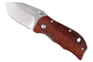 ezkit folding pocket knife, edc knife, 8cr13mov steel, easy one hand open, wood handle, deep pocket clip, blade length 2.7inch