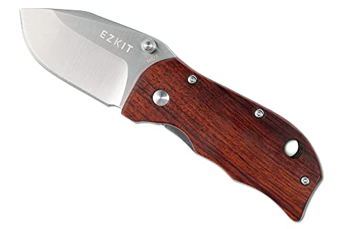 EZKIT Folding Pocket Knife, EDC Knife, 8Cr13MoV Steel, Easy One Hand Open, Wood Handle, Deep Pocket Clip, Blade Length 2.7inch