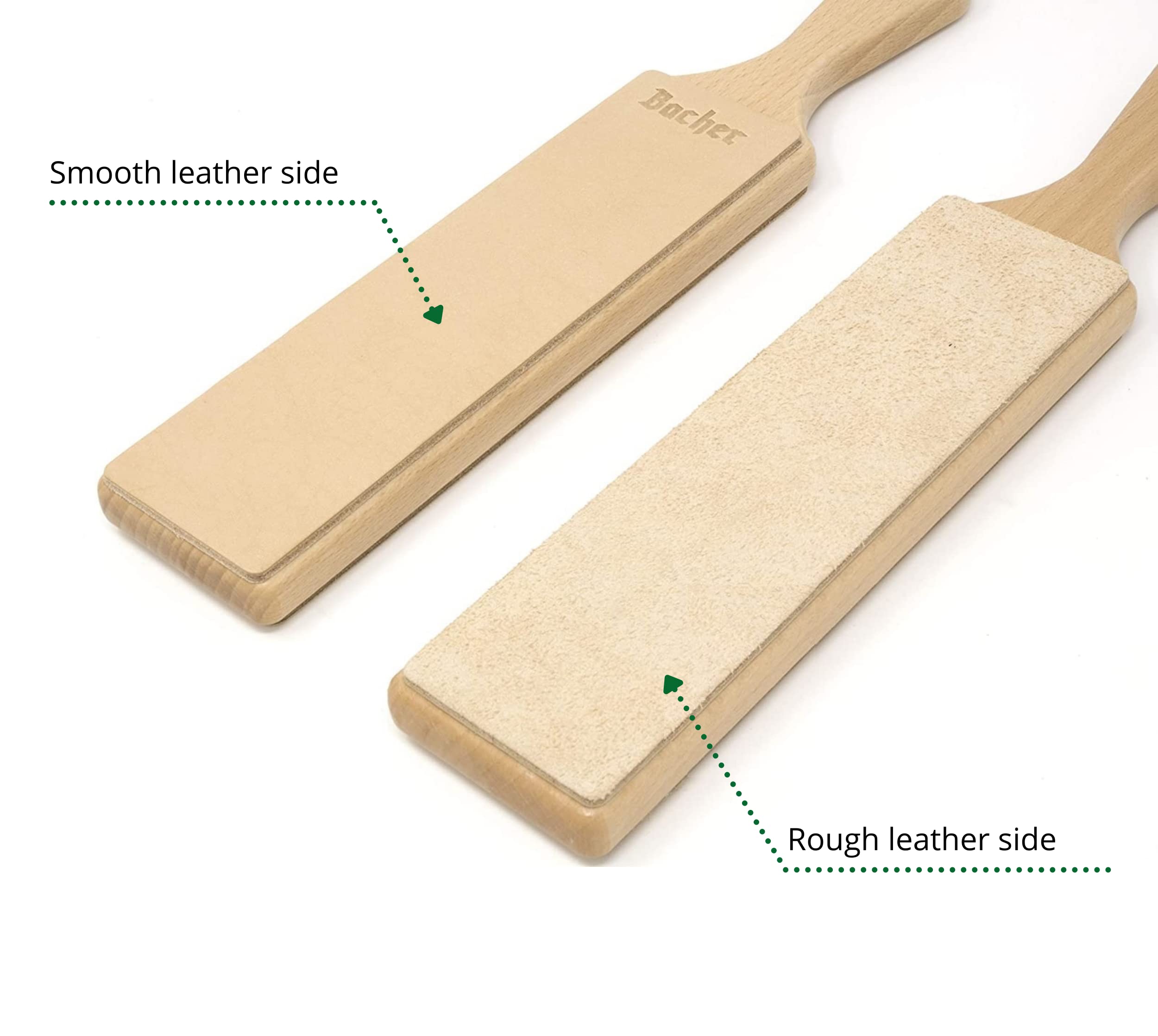 Bacher Premium Leather Strop for Knife Sharpening with Polishing Compound - Double Sided Stropping Leather – Stropping Kit: Knife Strop and Stropping Compound for Wood Carving and Woodworking