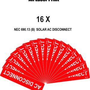 PV Solar Label Pack- AC Disconnect Label- 16 x Pack - 4’’ X 1’’