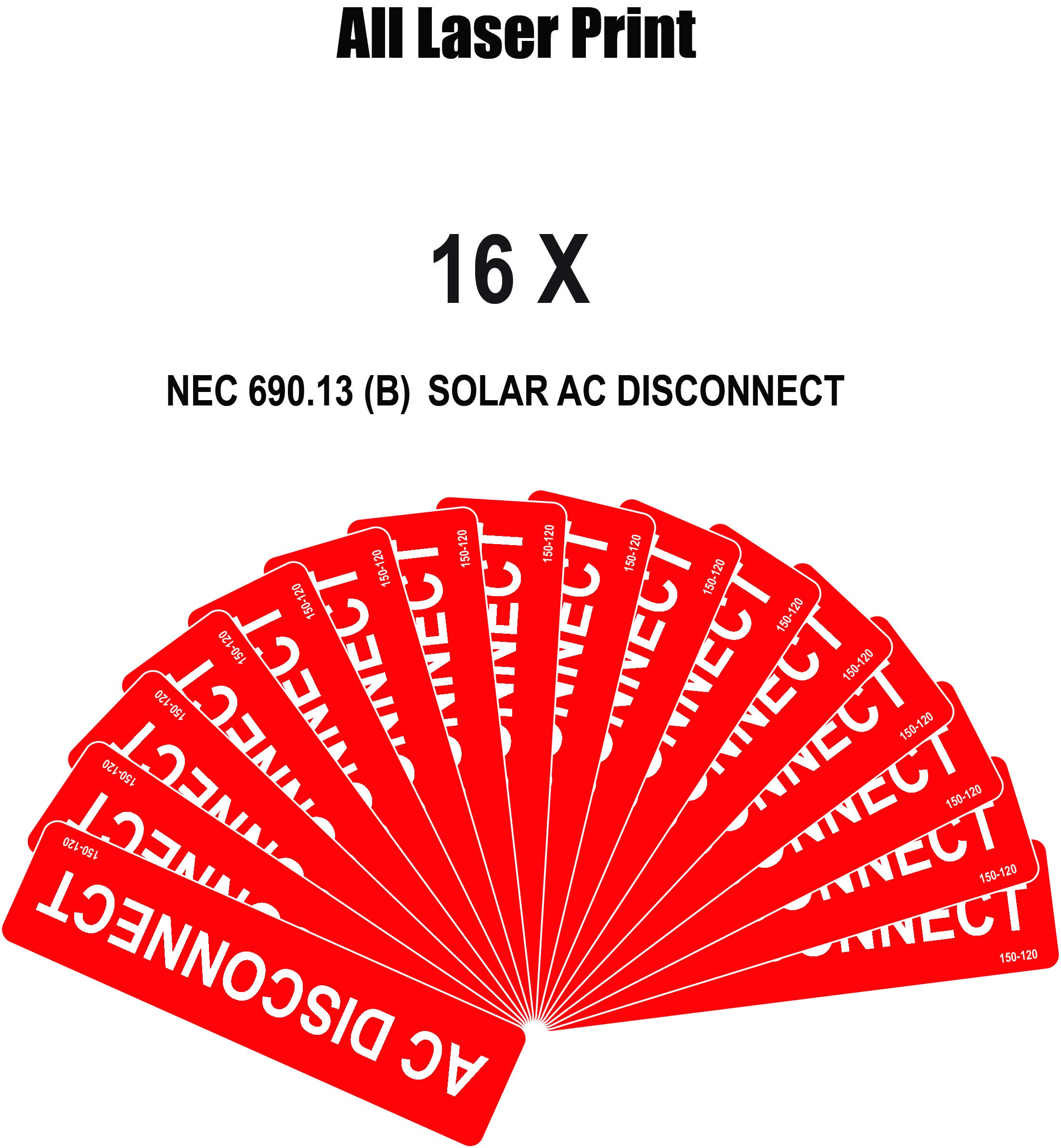 PV Solar Label Pack- AC Disconnect Label- 16 x Pack - 4’’ X 1’’