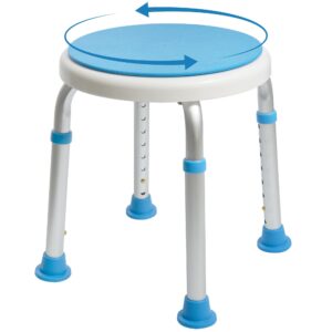 vaunn medical tool-free assembly adjustable swivel shower stool seat bench with anti-slip rubber tips for safety and stability