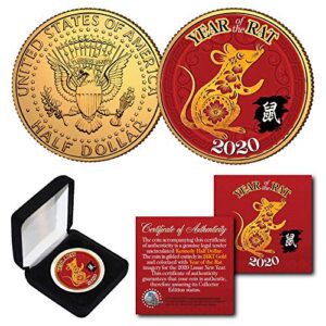 2020 lunar chinese new year of the rat kennedy u.s. coin with box and certificate