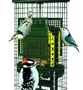 Squirrel Buster Suet Squirrel-proof Suet Bird Feeder w/2 Suet Cake Trays, 2 Crumb Ports, Mess-free Suet Loading,Green