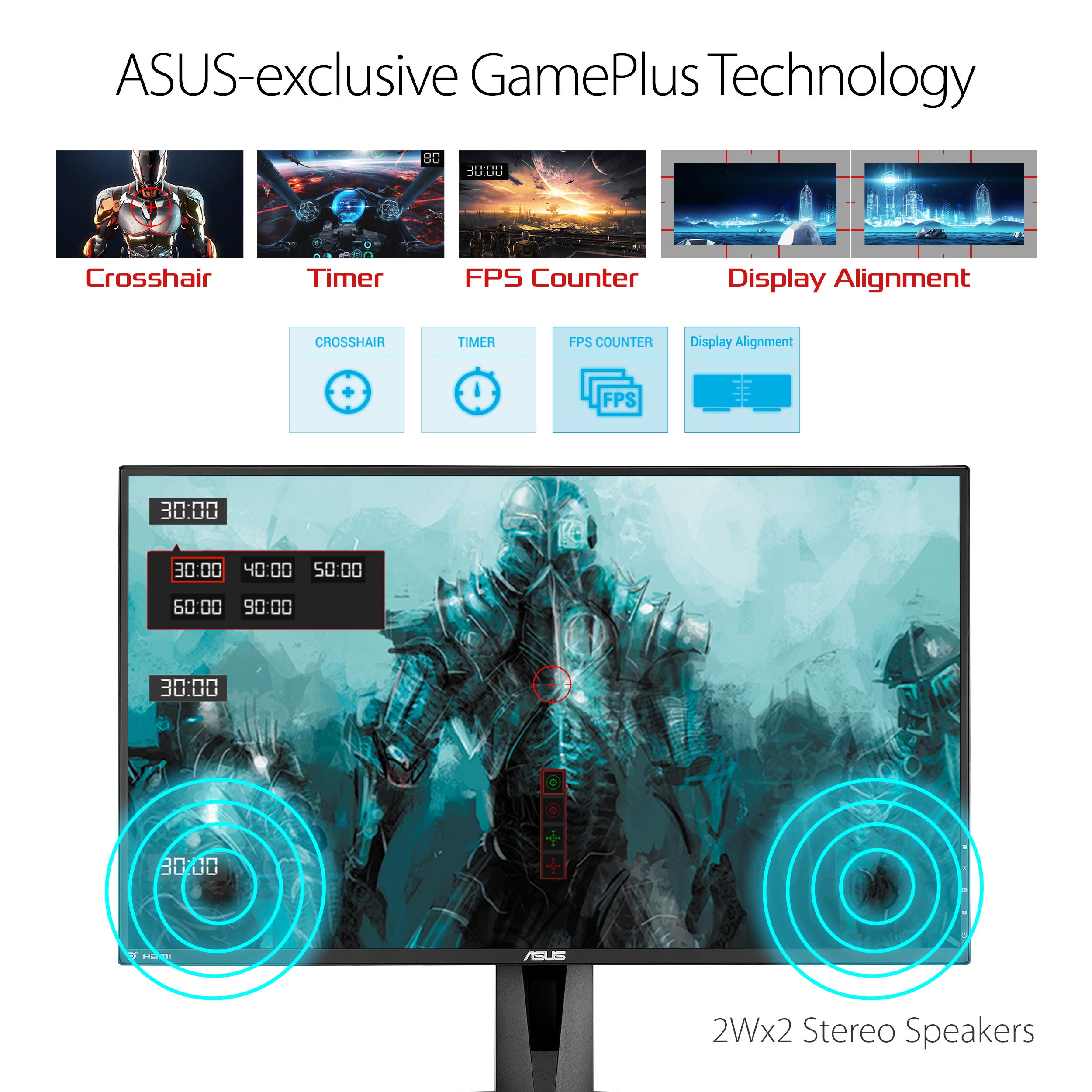 ASUS VG278QR 27” Gaming Monitor 165Hz Full HD (1920 x 1080) 0.5ms G-SYNC Eye Care DisplayPort HDMI DVI, Black