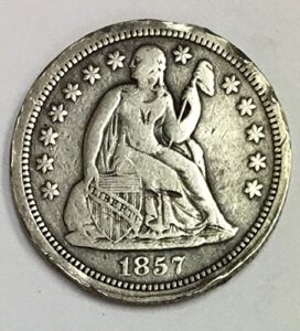 1857 p liberty seated dime vf