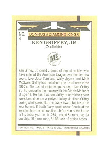 1990 Donruss Diamond Kings #4 Ken Griffey Jr. Mariners 2nd Year Card - Mint Ships in Brand New Holder