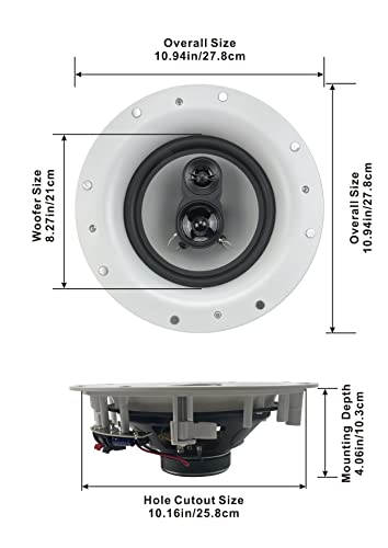 Acoustic Audio by Goldwood CSIC84 Frameless in Ceiling Speakers with 8" WOOFERS 1 Pair,White