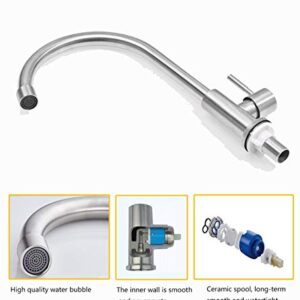 Cold Water Faucet Only,Brushed Nickel Stainless Steel Single Handle Single Hole Faucet High Arc Cold Water Sink Faucet for Kitchen,Outdoor, Garden and Bar.(Free Cold Water Supply Lines)