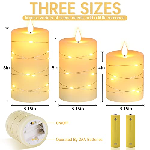 Flameless Candles,LED Candles,Battery Candles, Real Wax 3PCS