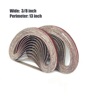 3/8 x 13 Sanding Belt, 40 Grit Aluminum Oxide Sanding Belts, Belt Sander Paper for 3/8x13 Inch Mini Belt Sander, 24 Pack(3/8x13 Inch, 40 Grit)