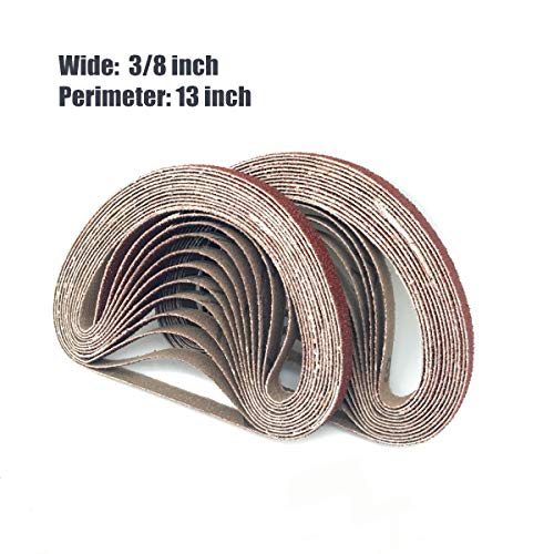 3/8 x 13 Sanding Belt, 40 Grit Aluminum Oxide Sanding Belts, Belt Sander Paper for 3/8x13 Inch Mini Belt Sander, 24 Pack(3/8x13 Inch, 40 Grit)