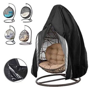 oslimea patio hanging egg chair cover, waterproof with zipper, wind-proof swing egg chair cover with bottom buckle, outdoor wicker single seat egg chair covers, black