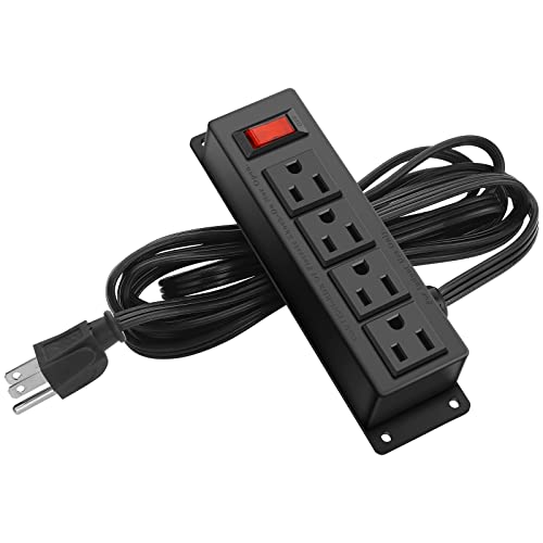 Wall Mount Power Outlet Strip, 4 Outlet Mountable Power Strip with Switch, Under Desk Power Strip Connect with 6ft Cord Mount Under Desk, Workbench, Nightstand, Dresser, Table(4AC-6FT)