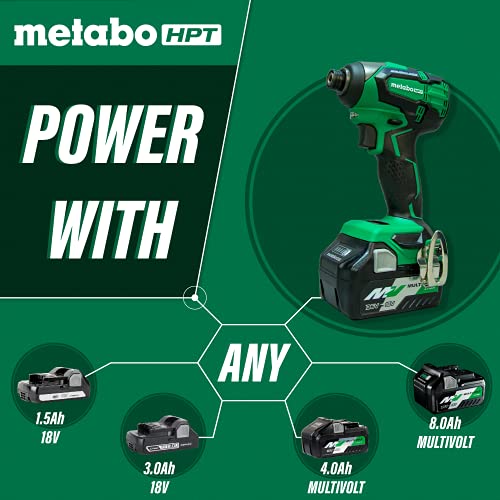 Metabo HPT WH18DBFL2T 18V Cordless Impact Driver | Includes 2 Batteries (1) 36V/18V Multivolt 5.0Ah & (1) 18V Compact 3.0Ah Battery | 1,522 in-lbs of Torque | Up to 3,100 Rpm 3,400 BPM | Brushless