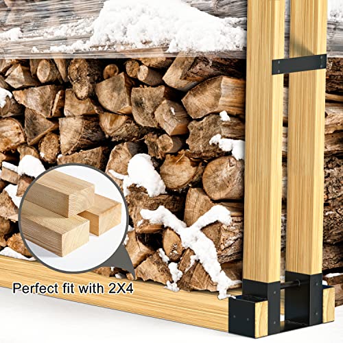 Urban Deco Firewood Rack Outdoor Bracket Kit - Log Racks Outdoor For Firewood Adjustable Log Holder Heavy Duty Firewood Rack Brackets 2x4 Wood Racks Outdoor For Firewood - Black Wood Rack - Pack Of 2