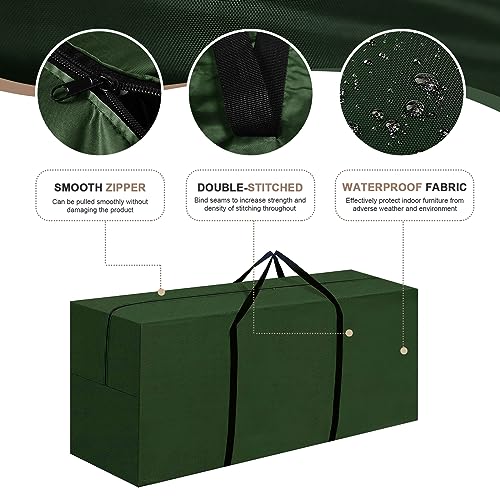 skyfiree Outdoor Cushion Storage Bag 2 Pack Fits Up to 12 Ft Tall Artificial Disassembled Trees, Xmas Tree Bag, Patio Cushion Storage Bag Waterproof with Handles & Zipper, 68" L x 30" W x 20" H
