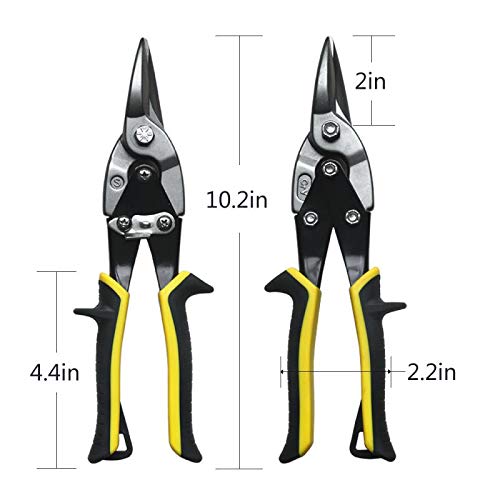 Metal Shears Aviation Snip Set 3 Pack Tin Snips Cutters - Left, Right and Straight Metal Cutting Shears - Snips for Sheet Metal -Cutting Pliers Snip