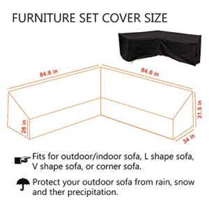 Oslimea Patio V-Shaped Sectional Sofa Cover, Water Resistant Outdoor Sectional Furniture Cover Patio Furniture Cover L-Shaped Garden Couch Protector 85" L (on Each Side) x 34" D x 31.5" H