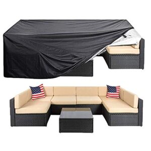 oslimea patio furniture cover waterproof outdoor sectional sofa set covers heavy duty outdoor rectangle table and chair set covers, dust proof furniture protective cover large 124" l x 63" w x 29" h