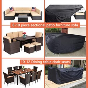 Oslimea Patio Furniture Cover Waterproof Outdoor Sectional Sofa Set Covers Heavy Duty Outdoor Rectangle Table and Chair Set Covers, Dust Proof Furniture Protective Cover Large 124" L x 63" W x 29" H