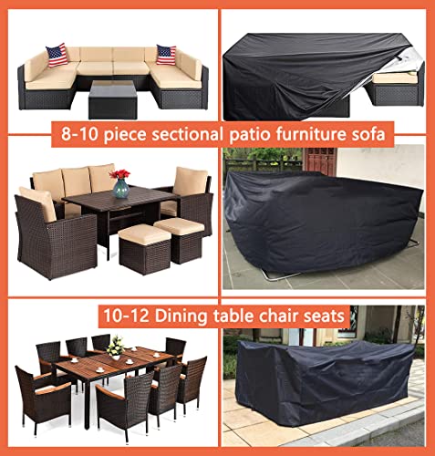 Oslimea Patio Furniture Cover Waterproof Outdoor Sectional Sofa Set Covers Heavy Duty Outdoor Rectangle Table and Chair Set Covers, Dust Proof Furniture Protective Cover Large 124" L x 63" W x 29" H