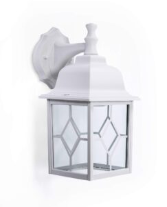 coramdeo outdoor led square wall sconce light for porch, patio, deck, wet location, built in led gives 100w of light from 11w of power, 1000 lumens, 3k, durable cast aluminum with white finish
