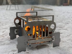 300 industries suv inspired fire pit with grill outdoor compact fireplace