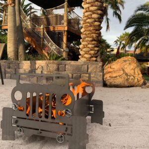 300 Industries SUV Inspired Fire Pit with Grill Outdoor Compact Fireplace
