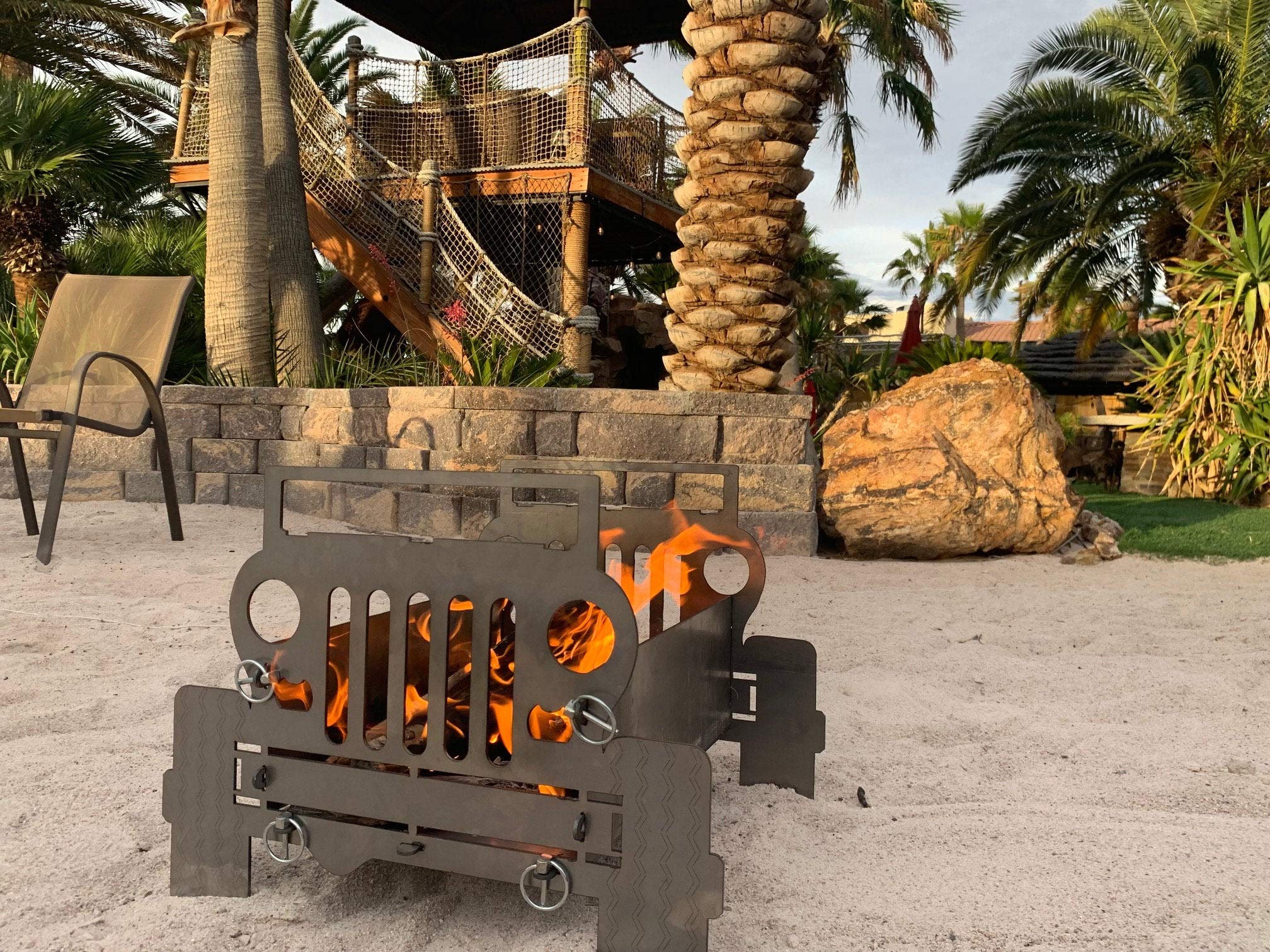 300 Industries SUV Inspired Fire Pit with Grill Outdoor Compact Fireplace