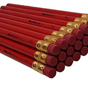 RevMark Jumbo Round Pencil 24-Pack with Black Lead, USA Made. Quality Cedar Wood for Carpenters, Construction Workers, Woodworkers, Framers, DIY, Students, Teachers (Red)
