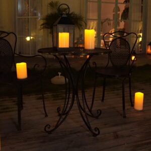Homemory 10" x 4" Large Waterproof Outdoor Flameless Candles with Remote Control and Timer, Battery Operated Flickering LED Pillar Candles for Outdoor Larterns, Porch, Long Lasting, Set of 2