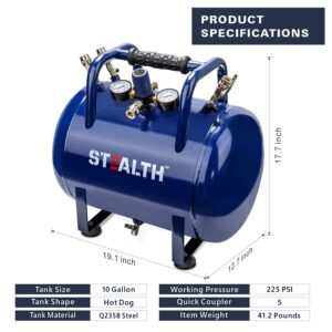 STEALTH Air Tank, High-Pressure 10-gallon Air Tank with Maximum 225PSI Pressure, Rubber Reinforced Handle Design (Blue, SAA-110T)