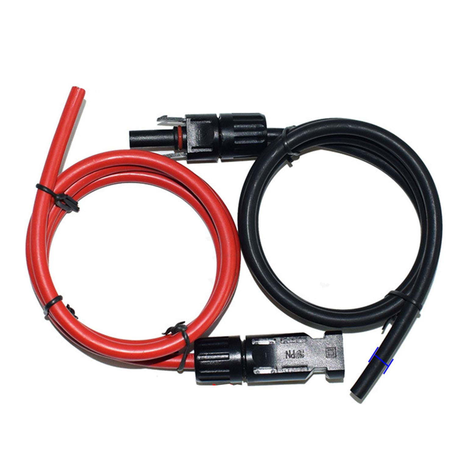 LIXINTIAN 3.3 Feet (4mm²) Solar Panel Extension Cable，with Female and Male Connectors (3.3FT Red+3.3FT Black)