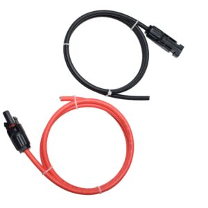 LIXINTIAN 3.3 Feet (4mm²) Solar Panel Extension Cable，with Female and Male Connectors (3.3FT Red+3.3FT Black)