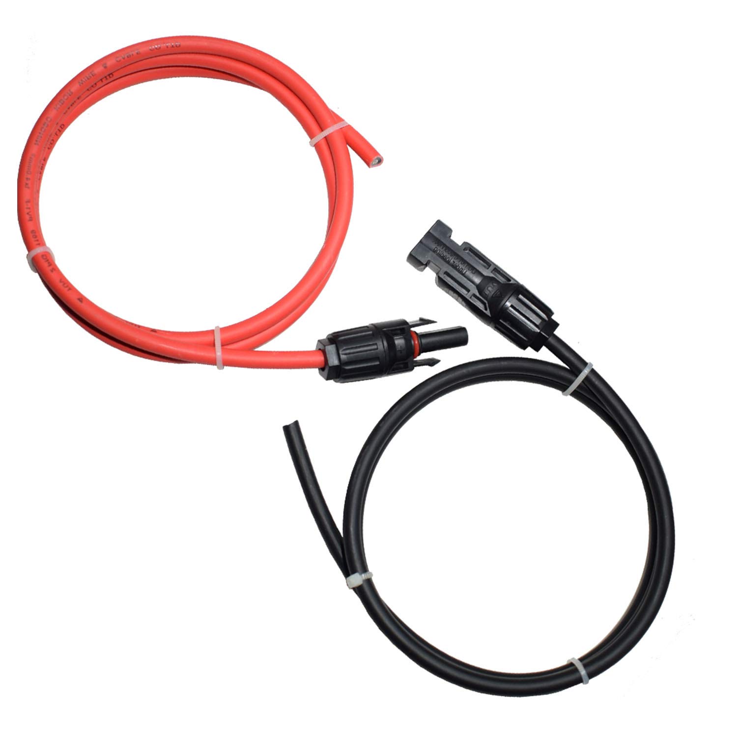 LIXINTIAN 3.3 Feet (4mm²) Solar Panel Extension Cable，with Female and Male Connectors (3.3FT Red+3.3FT Black)