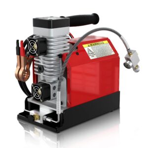 gx pump cs2 portable pcp air compressor, 4500psi/30mpa, oil-free,powered by car 12v dc or home 110v ac with adapter (included), paintball tank compressor with extra moisture-oil separator