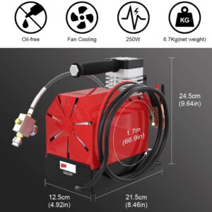 GX PUMP CS2 Portable PCP Air Compressor, 4500Psi/30Mpa, Oil-Free,Powered by Car 12V DC or Home 110V AC with Adapter (Included), Paintball Tank Compressor with Extra Moisture-Oil Separator