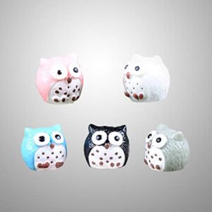 5 Pcs Miniature Garden Ornament Resin Owls Figure Animal Toys Fairy Garden Office Decor Fish Tank Aquarium Bonsai Dollhouse Decorations