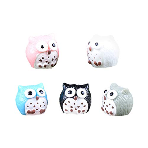 5 Pcs Miniature Garden Ornament Resin Owls Figure Animal Toys Fairy Garden Office Decor Fish Tank Aquarium Bonsai Dollhouse Decorations