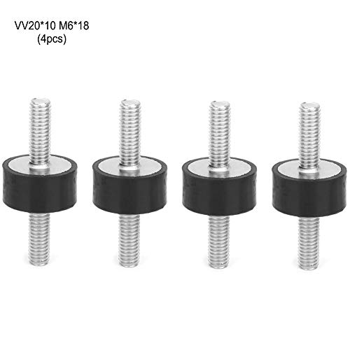 4pcs M6 Anti-Vibration Rubber Isolator Mounts with 2 Threaded Studs Shock Double Ends Screw Vibration Damping Mounts Silent Block Damper Car Boat Bobbins(VV20*10 M6*18)